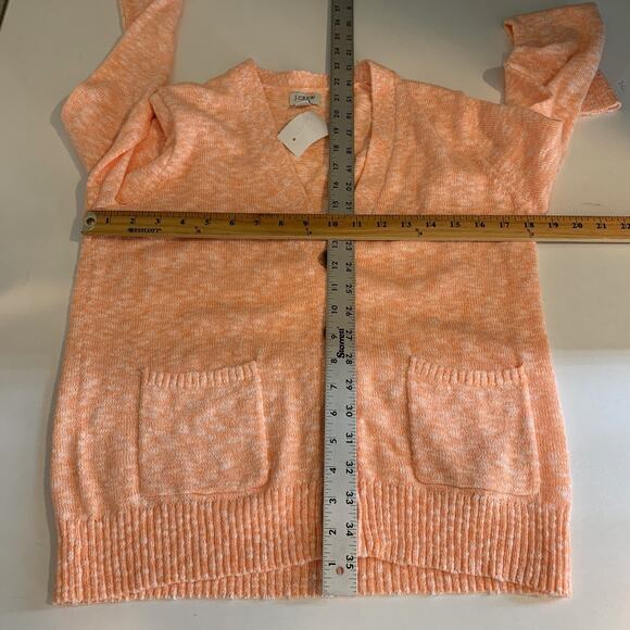 J Crew Sweater Women S Small Creamsicle Beach Cardigan Loose Knit Slouchy Pocket - Picture 5 of 10
